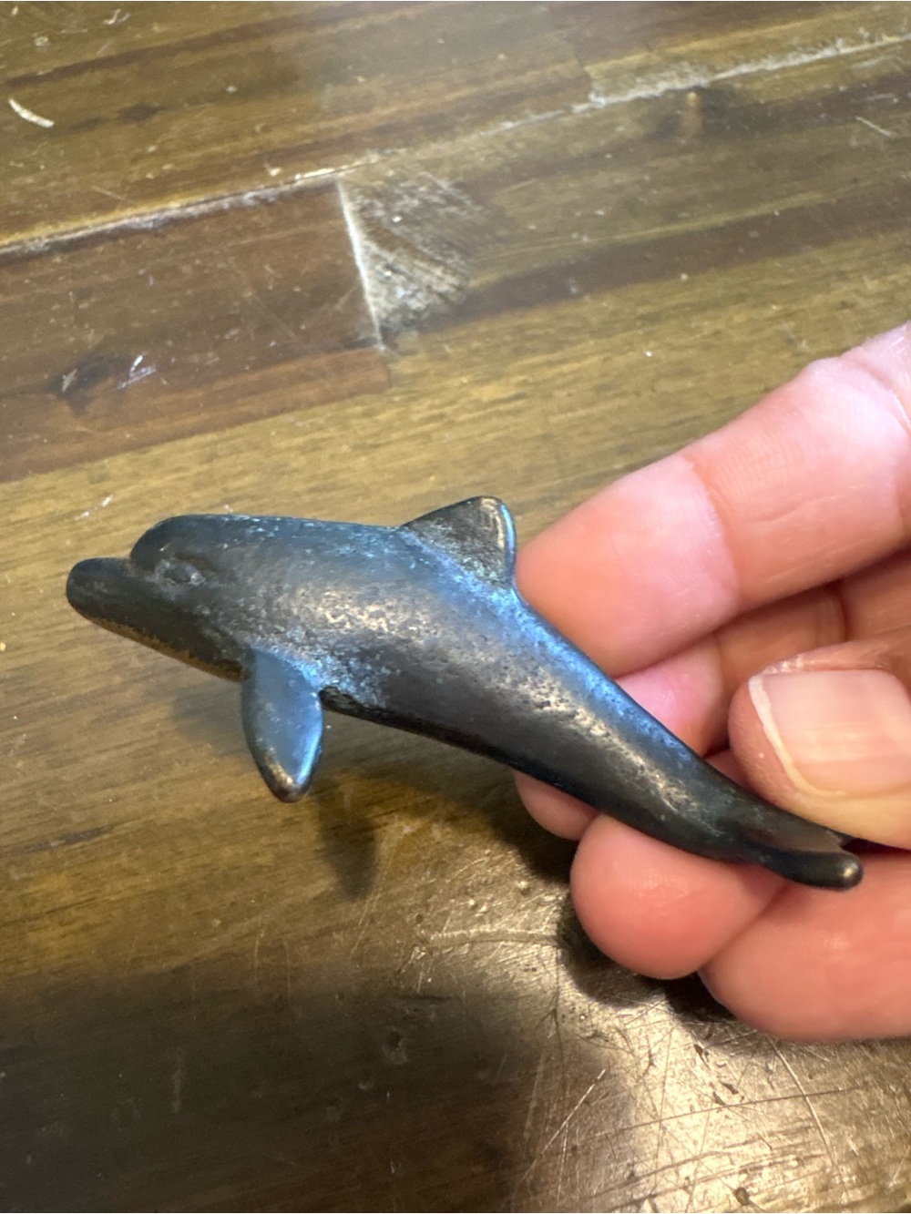 Vintage Dolphin Paper Weight Trinket Miniature Figurine Brass Cast Small